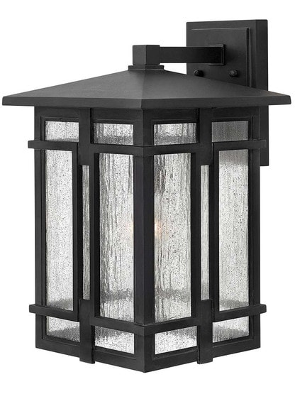 Tucker Large Outdoor Wall Lantern in Museum Black.